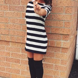 Alice + Olivia - Striped Beaded Tweed Shift Mini Dress, Size 6